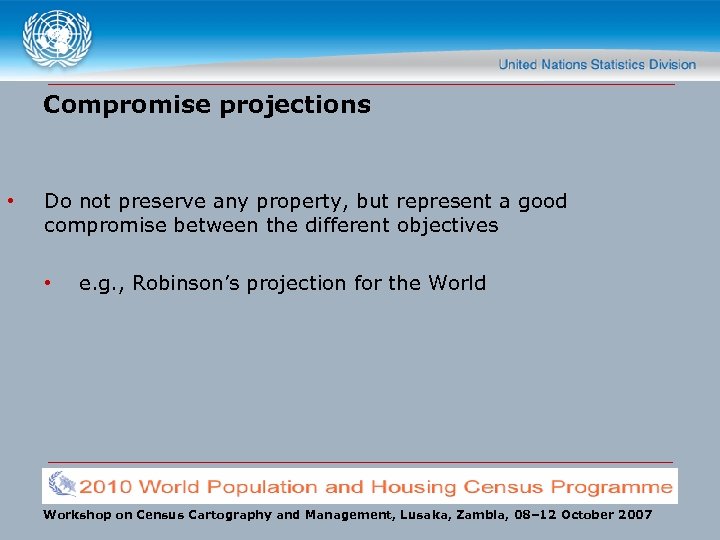 Compromise projections • Do not preserve any property, but represent a good compromise between