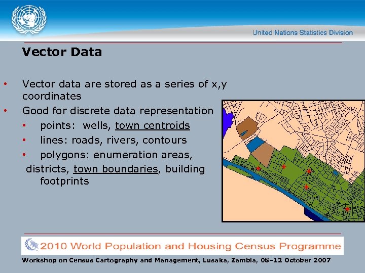 Vector Data • • Vector data are stored as a series of x, y
