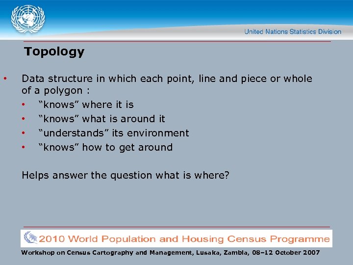 Topology • Data structure in which each point, line and piece or whole of