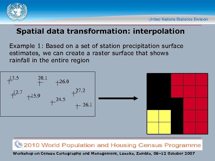 Spatial data transformation: interpolation Example 1: Based on a set of station precipitation surface