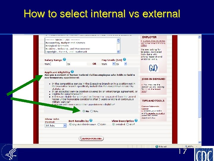 How to select internal vs external 17 