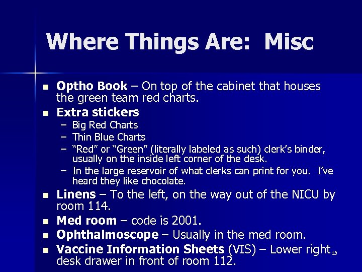Where Things Are: Misc n n Optho Book – On top of the cabinet