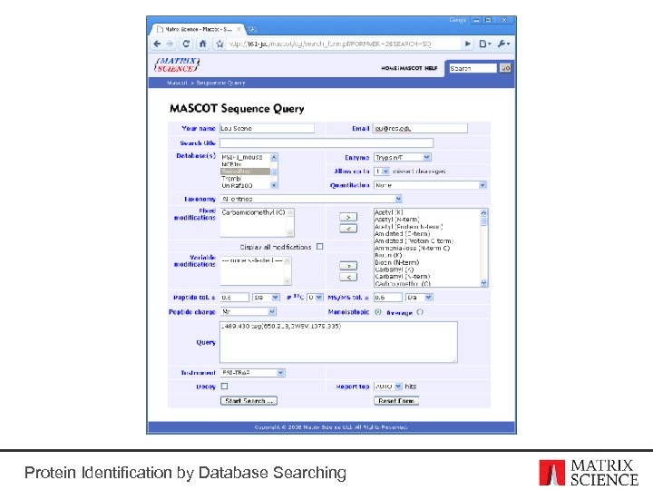 Protein Identification by Database Searching 