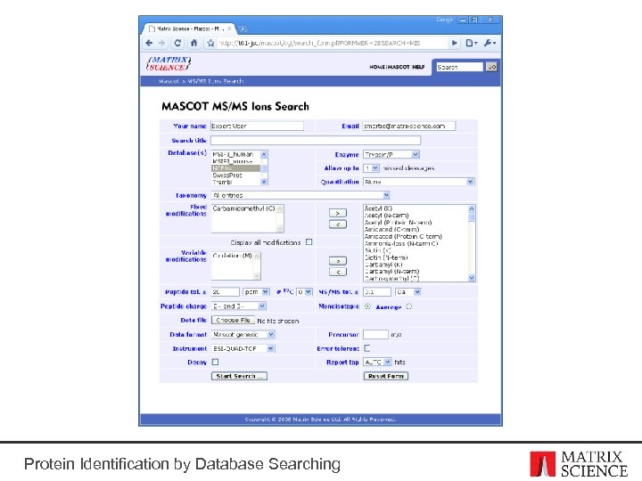 Protein Identification by Database Searching 