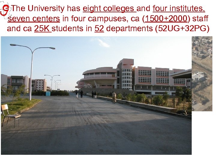The University has eight colleges and four institutes, seven centers in four campuses, ca