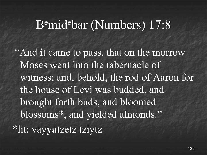 emidebar B (Numbers) 17: 8 “And it came to pass, that on the morrow