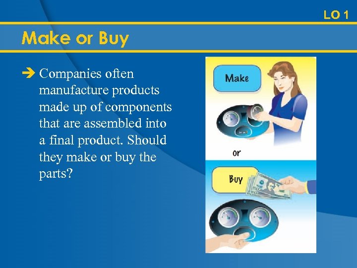LO 1 Make or Buy è Companies often manufacture products made up of components
