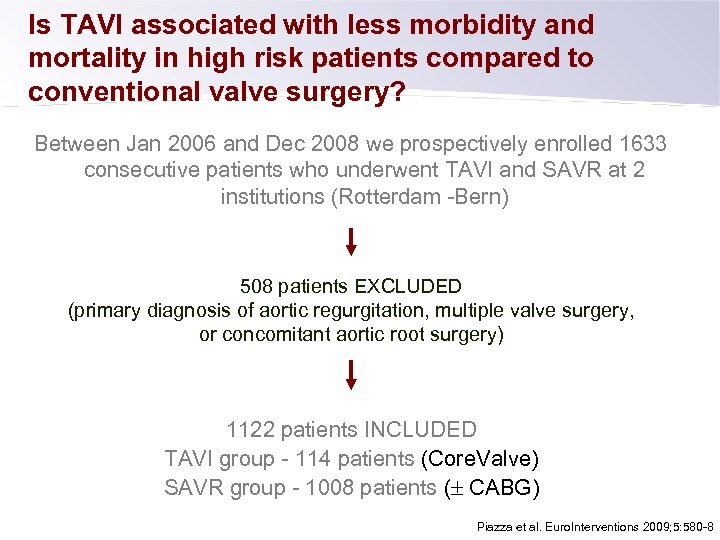 Is TAVI associated with less morbidity and mortality in high risk patients compared to