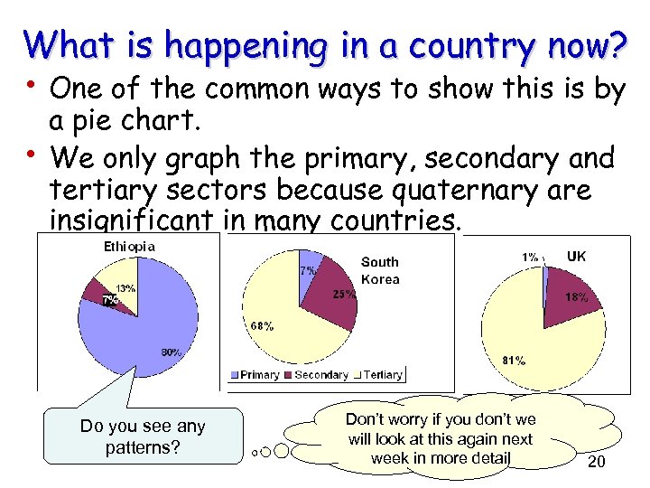 What is happening in a country now? • One of the common ways to