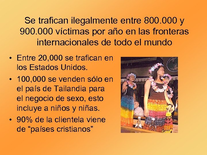 Se trafican ilegalmente entre 800. 000 y 900. 000 víctimas por año en las