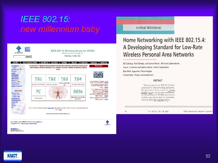 IEEE 802. 15: new millennium baby 52 