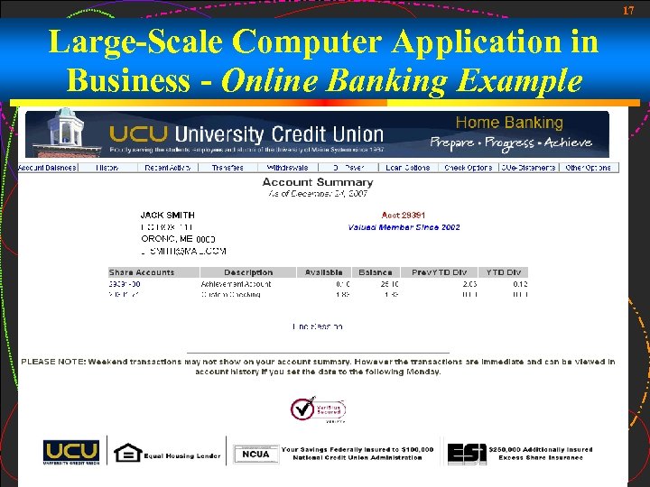 17 Large-Scale Computer Application in Business - Online Banking Example 