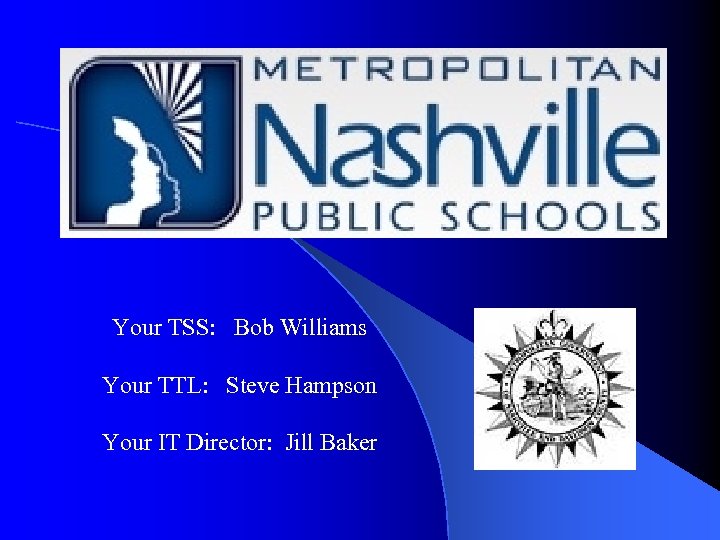 Your TSS: Bob Williams Your TTL: Steve Hampson Your IT Director: Jill Baker 