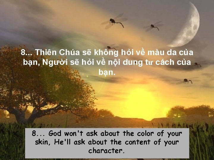 8. . . Thiên Chúa sẽ không hỏi về màu da của bạn, Người