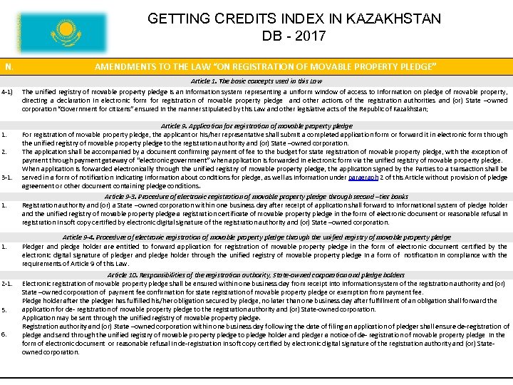 GETTING CREDITS INDEX IN KAZAKHSTAN DB - 2017 N. 4 -1) 1. 2. 3