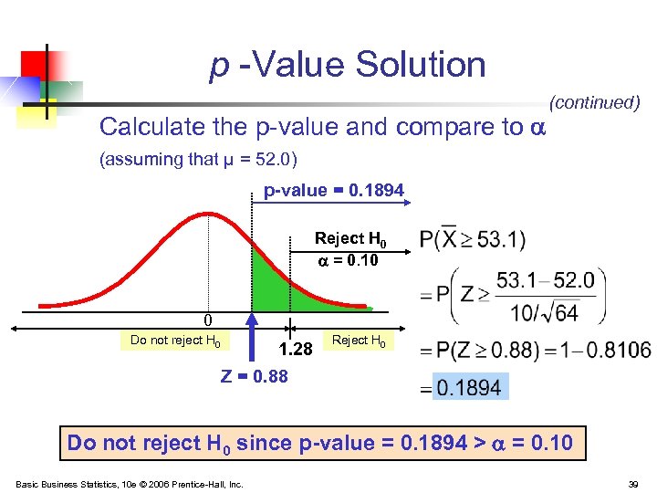 Basic Business Statistics 10 Th Edition Chapter 9