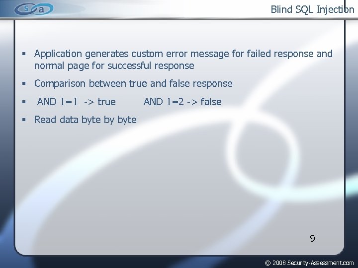 Blind SQL Injection Application generates custom error message for failed response and normal page