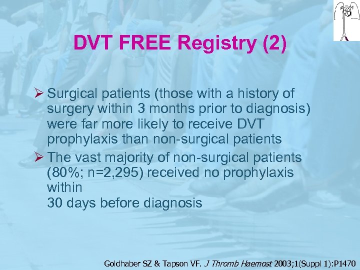 DVT FREE Registry (2) Ø Surgical patients (those with a history of surgery within