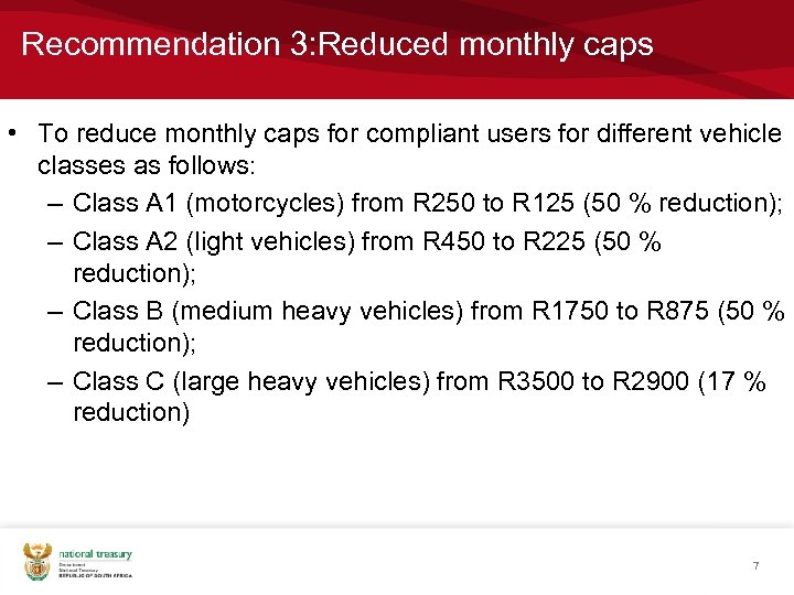 Recommendation 3: Reduced monthly caps • To reduce monthly caps for compliant users for