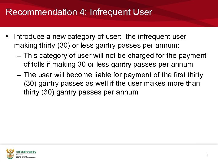 Recommendation 4: Infrequent User • Introduce a new category of user: the infrequent user