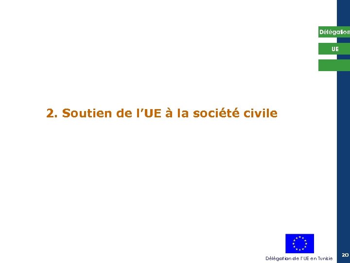 Délégation UE 2. Soutien de l’UE à la société civile Délégation de l’UE en