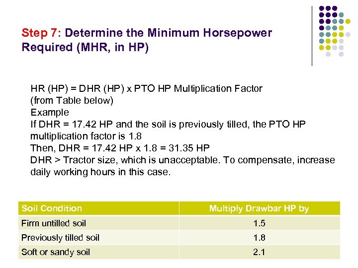 Step 7: Determine the Minimum Horsepower Required (MHR, in HP) HR (HP) = DHR