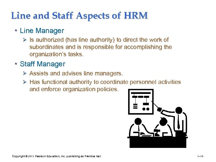 Line and Staff Aspects of HRM • Line Manager Ø Is authorized (has line