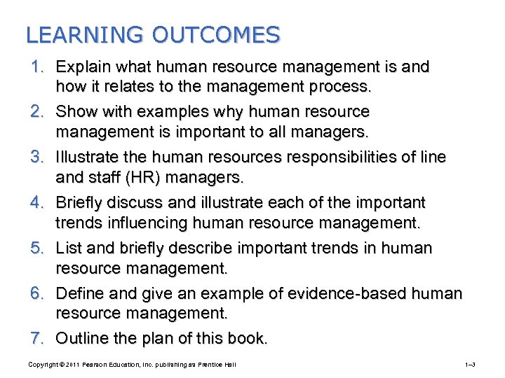 LEARNING OUTCOMES 1. Explain what human resource management is and how it relates to
