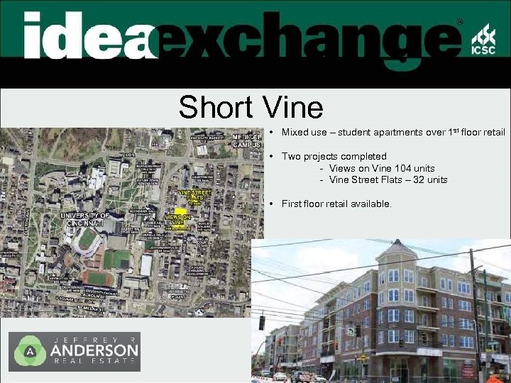 Short Vine • Mixed use – student apartments over 1 st floor retail •