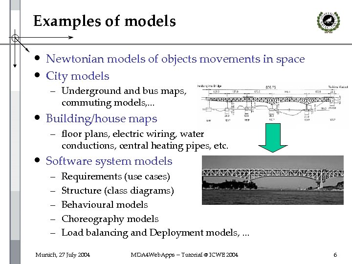 Examples of models • Newtonian models of objects movements in space • City models