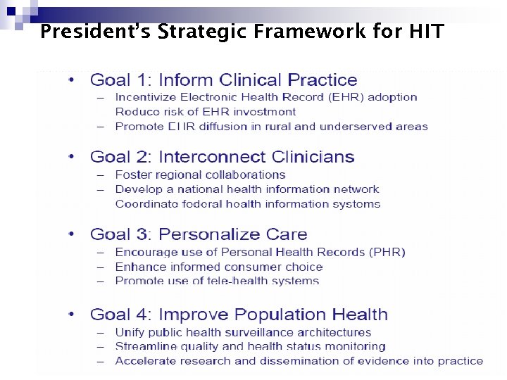 President’s Strategic Framework for HIT 