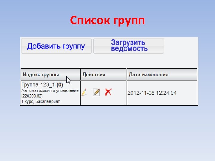 Список групп 