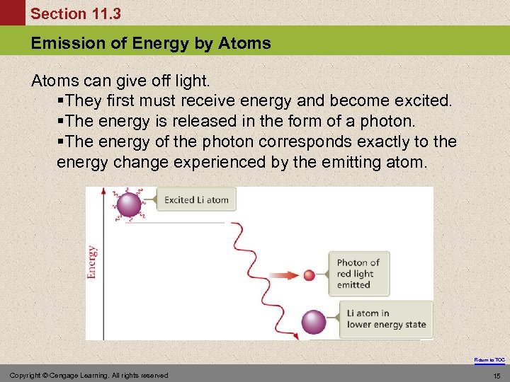Section 11. 3 Emission of Energy by Atoms can give off light. §They first