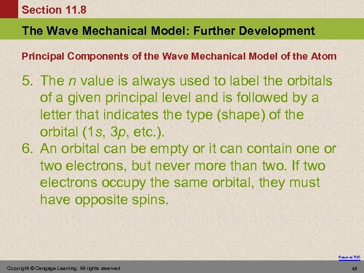 Section 11. 8 The Wave Mechanical Model: Further Development Principal Components of the Wave