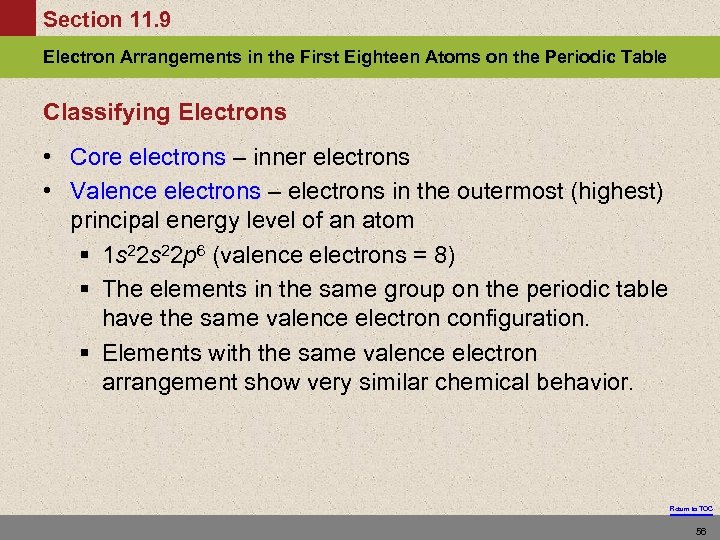 Section 11. 9 Electron Arrangements in the First Eighteen Atoms on the Periodic Table