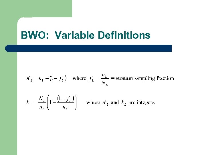 BWO: Variable Definitions 