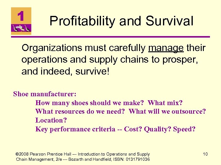Profitability and Survival Organizations must carefully manage their operations and supply chains to prosper,