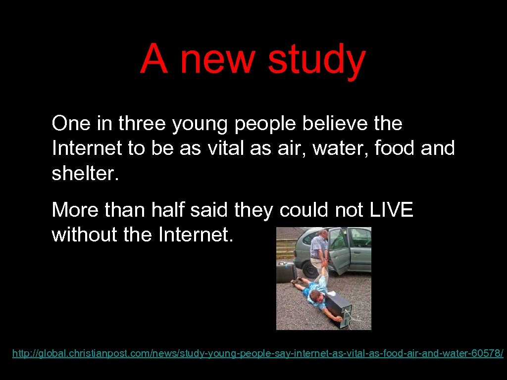 A new study One in three young people believe the Internet to be as