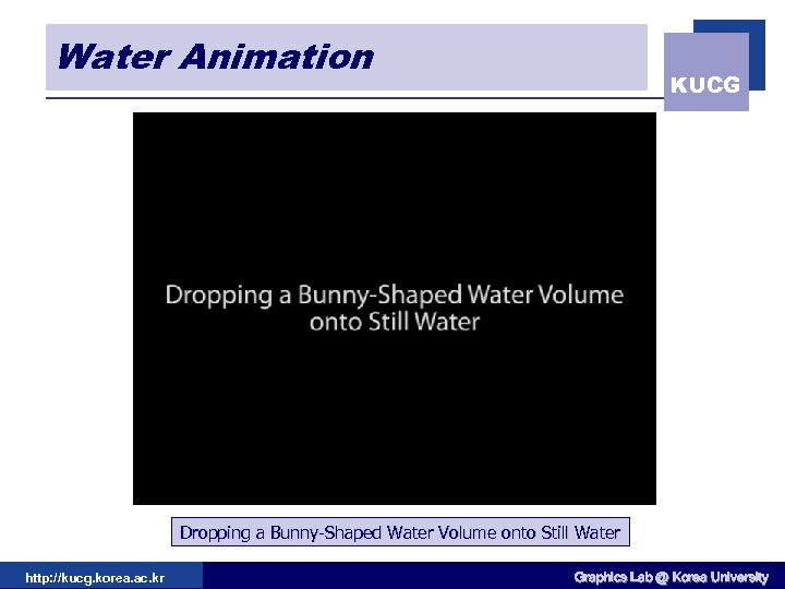 Water Animation KUCG Dropping a Bunny-Shaped Water Volume onto Still Water http: //kucg. korea.