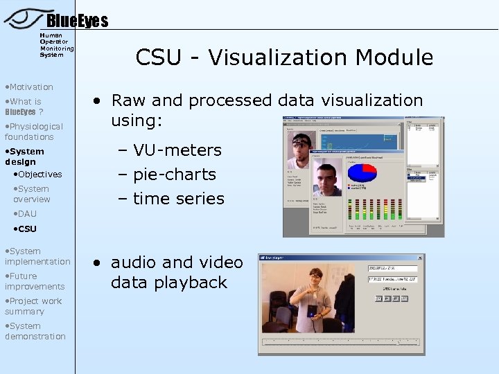 Blue. Eyes Human Operator Monitoring System • Motivation • What is Blue. Eyes ?
