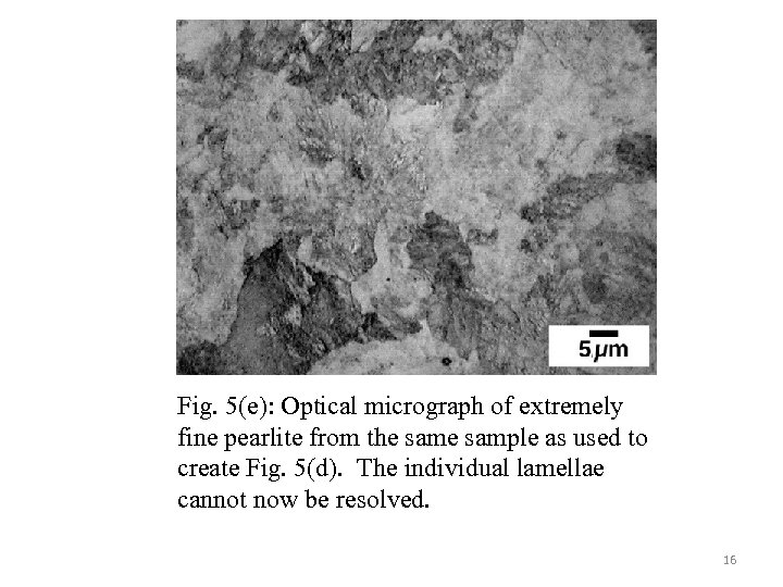Fig. 5(e): Optical micrograph of extremely fine pearlite from the sample as used to