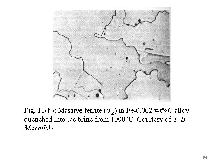 Fig. 11(f ): Massive ferrite (αm) in Fe-0. 002 wt%C alloy quenched into ice