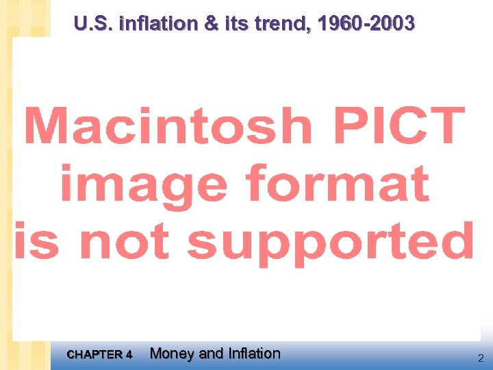 U. S. inflation & its trend, 1960 -2003 CHAPTER 4 Money and Inflation 2