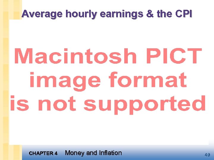 Average hourly earnings & the CPI CHAPTER 4 Money and Inflation 49 