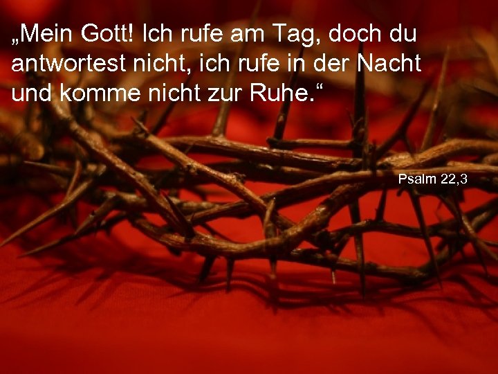 „Mein Gott! Ich rufe am Tag, doch du antwortest nicht, ich rufe in der