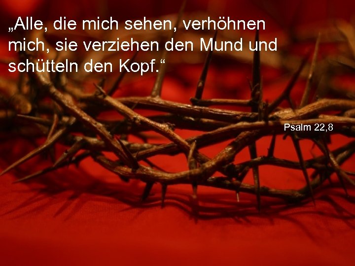 „Alle, die mich sehen, verhöhnen mich, sie verziehen den Mund schütteln den Kopf. “