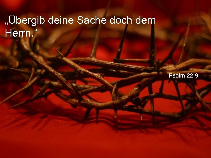 „Übergib deine Sache doch dem Herrn. “ Psalm 22, 9 