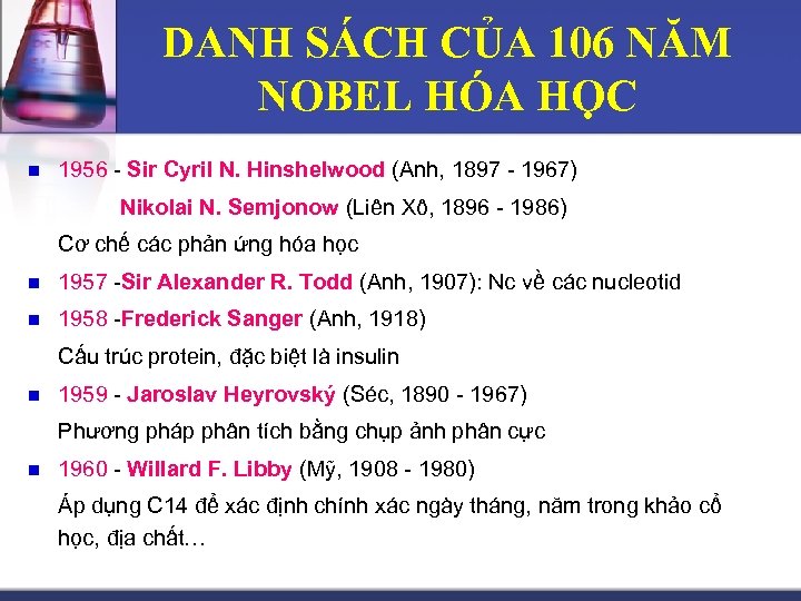 DANH SÁCH CỦA 106 NĂM NOBEL HÓA HỌC n 1956 - Sir Cyril N.