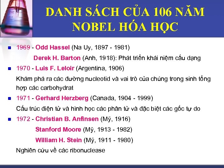 DANH SÁCH CỦA 106 NĂM NOBEL HÓA HỌC n 1969 - Odd Hassel (Na