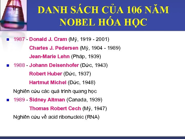 DANH SÁCH CỦA 106 NĂM NOBEL HÓA HỌC n 1987 - Donald J. Cram